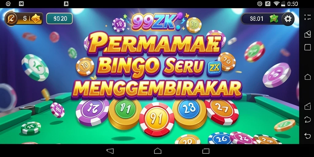 Tampilan gameplay Bingo yang seru dan penuh warna.