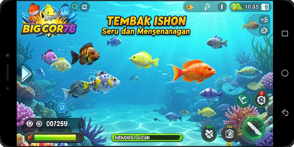 Tampilan gameplay seru dalam permainan Tembak Ikan BIGCOR78.