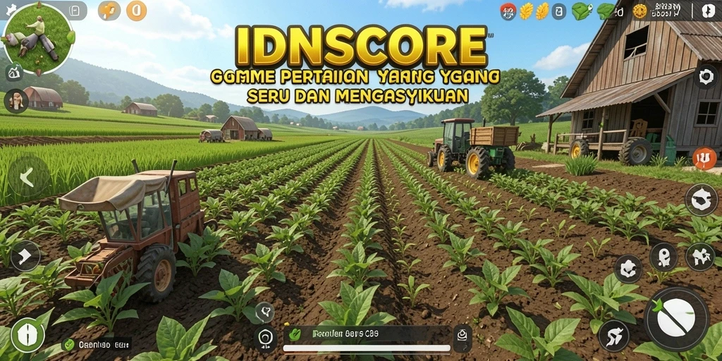 Gameplay seru dan interaktif dalam IDNSCORE saat bertani.
