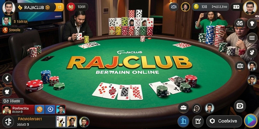 Tampilan menarik dari gameplay poker di RAJACLUB.