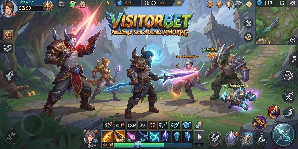 Screenshot utama VISITORBET menampilkan aksi gameplay MMORPG yang mendebarkan.