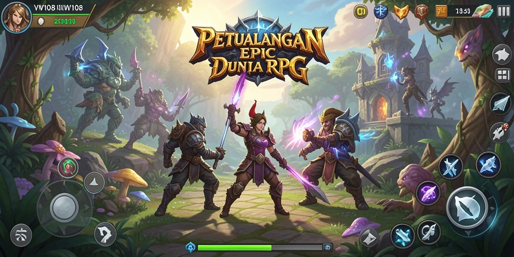 Tampilan gameplay VW108 menampilkan petualangan RPG yang mendebarkan.